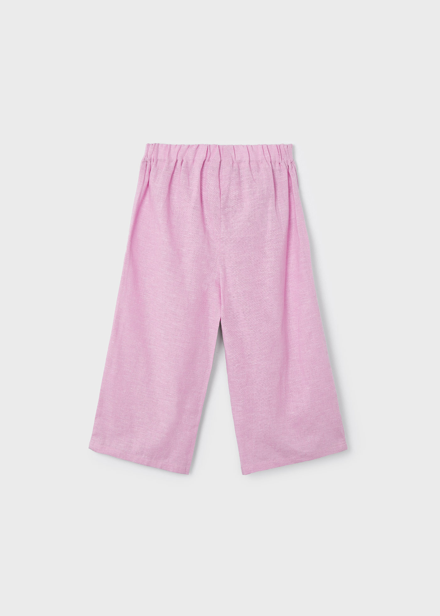 Calças culote de linho azul para meninas
