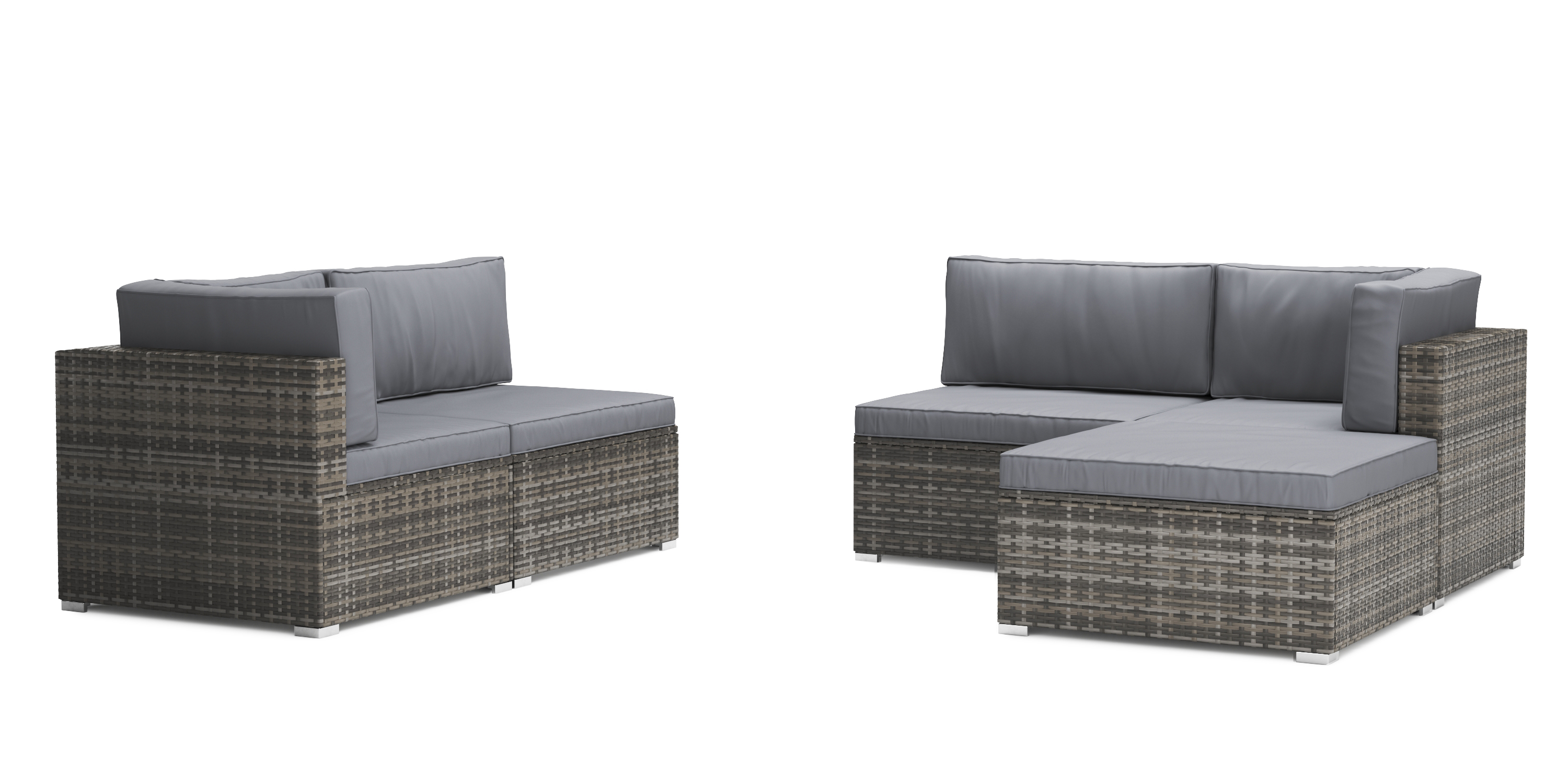 Mittelteil Rattanlounge LINDOS grau/anthrazit