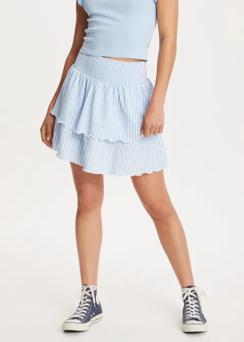 Ruffle rok met structuur blauw (BLW.L)
