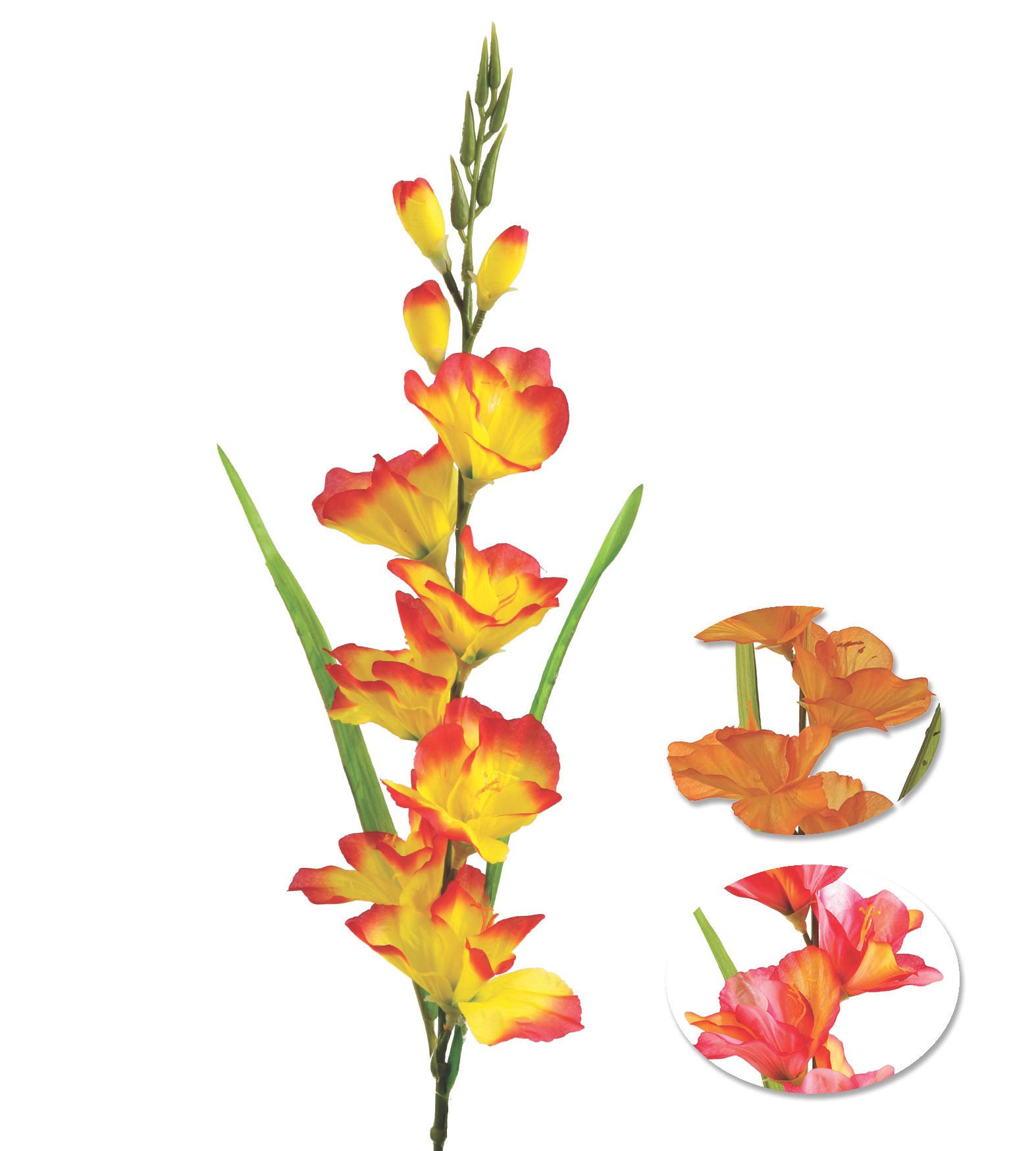 TIGE GLAIEUL 7 FLEURS ET 3 BOUTONS H.80CM ORANGE