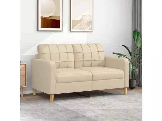 Canapé à 2 places Crème 140 cm Tissu