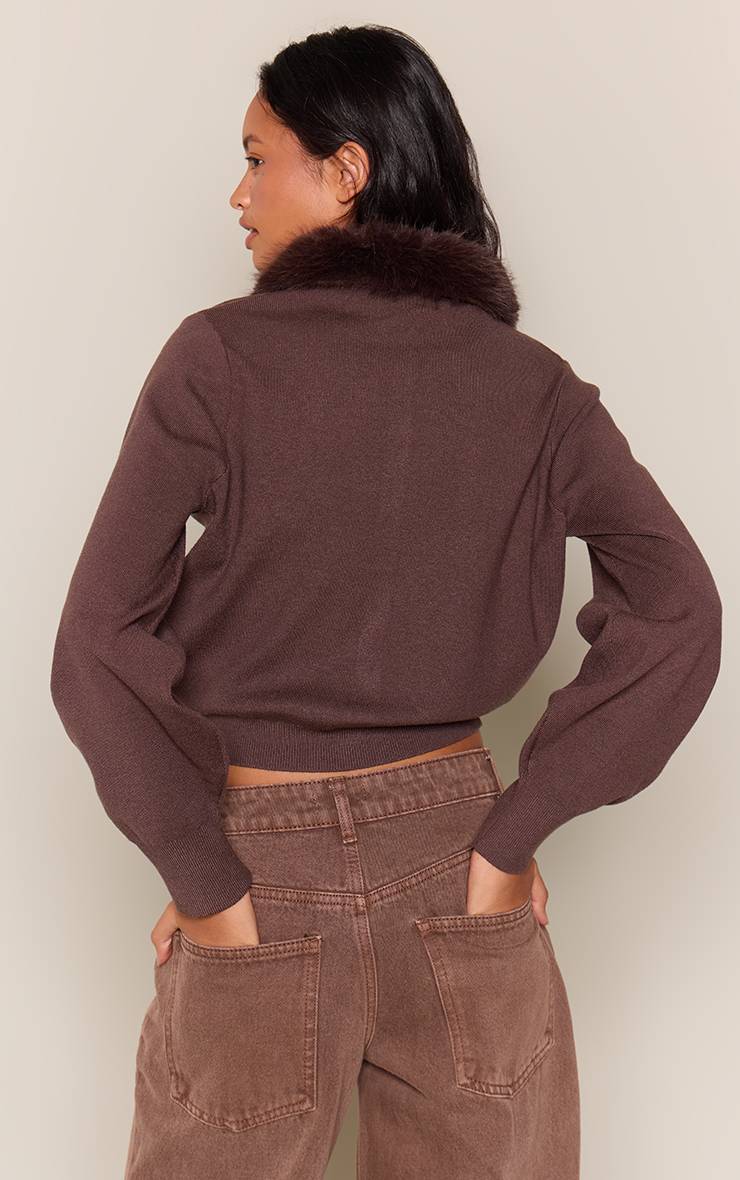 Chocolat Cardigan En Maille Compacte Avec Col En Synthétique