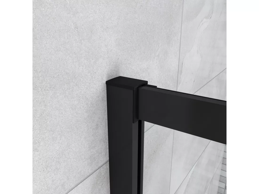 AICA Cabine de douche 90x90x200cm accès d'angle - Noir Mat , porte de douche coulissante, en 6mm verre anticalcaire, cabine de douche noire