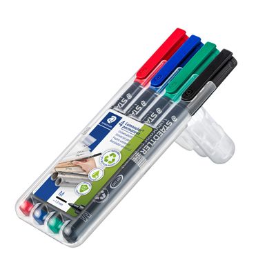 STAEDTLER LUMOCOLOR 317 - Pack de 4 marqueurs permanents - pointe moyenne - couleurs assorties