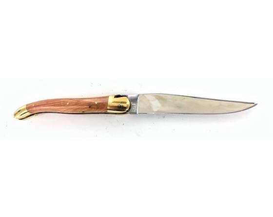 Laguiole Tradition 11 cm - 2 mitres Laiton - Genévrier Couteau de Poche Forge de Laguiole