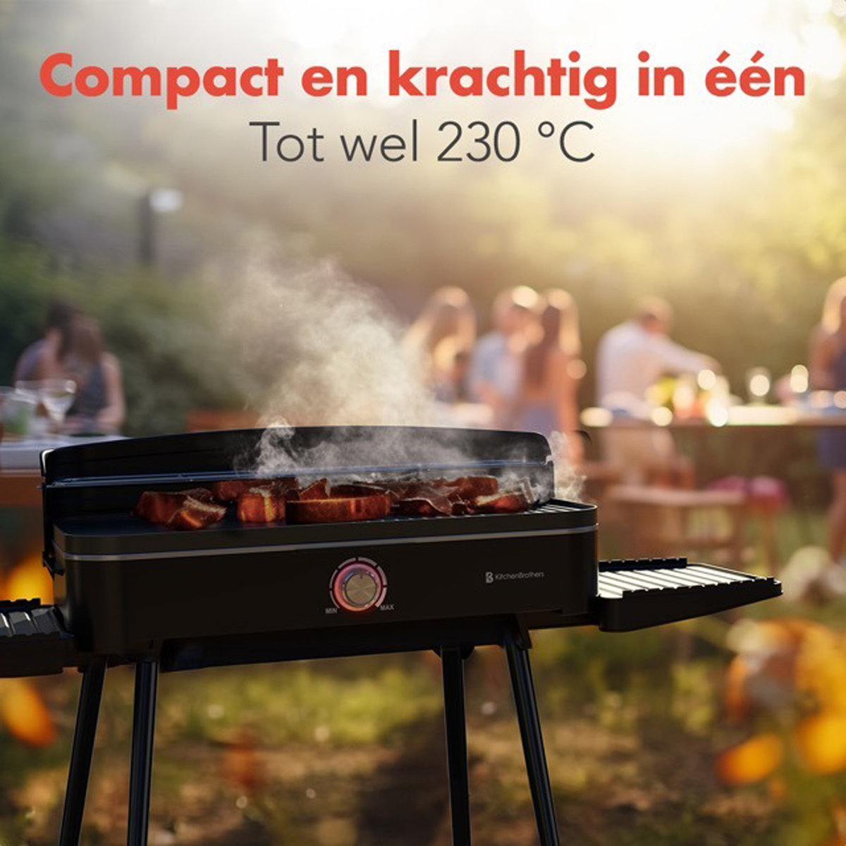 KitchenBrothers 2-in-1 elektrische barbecue - Black