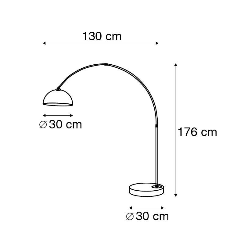 Smart booglamp messing met witte kap incl. Wifi A60 - Arc Basic