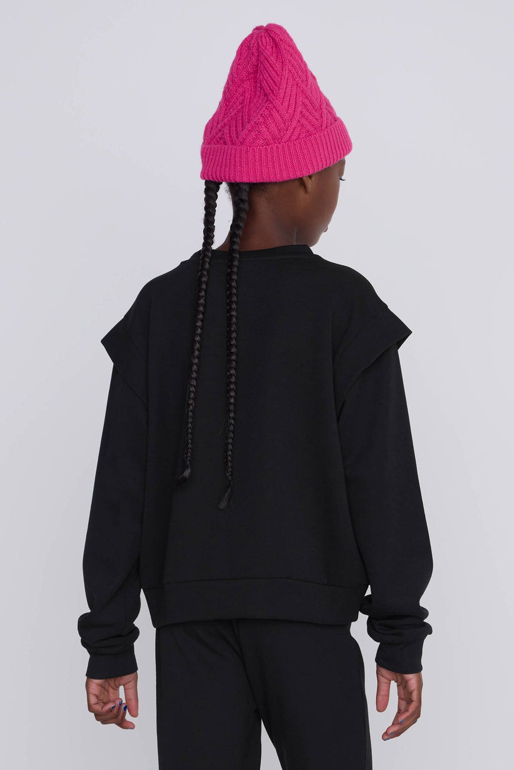 Coolcat Sweater Topaz met Schouder Detail Zwart