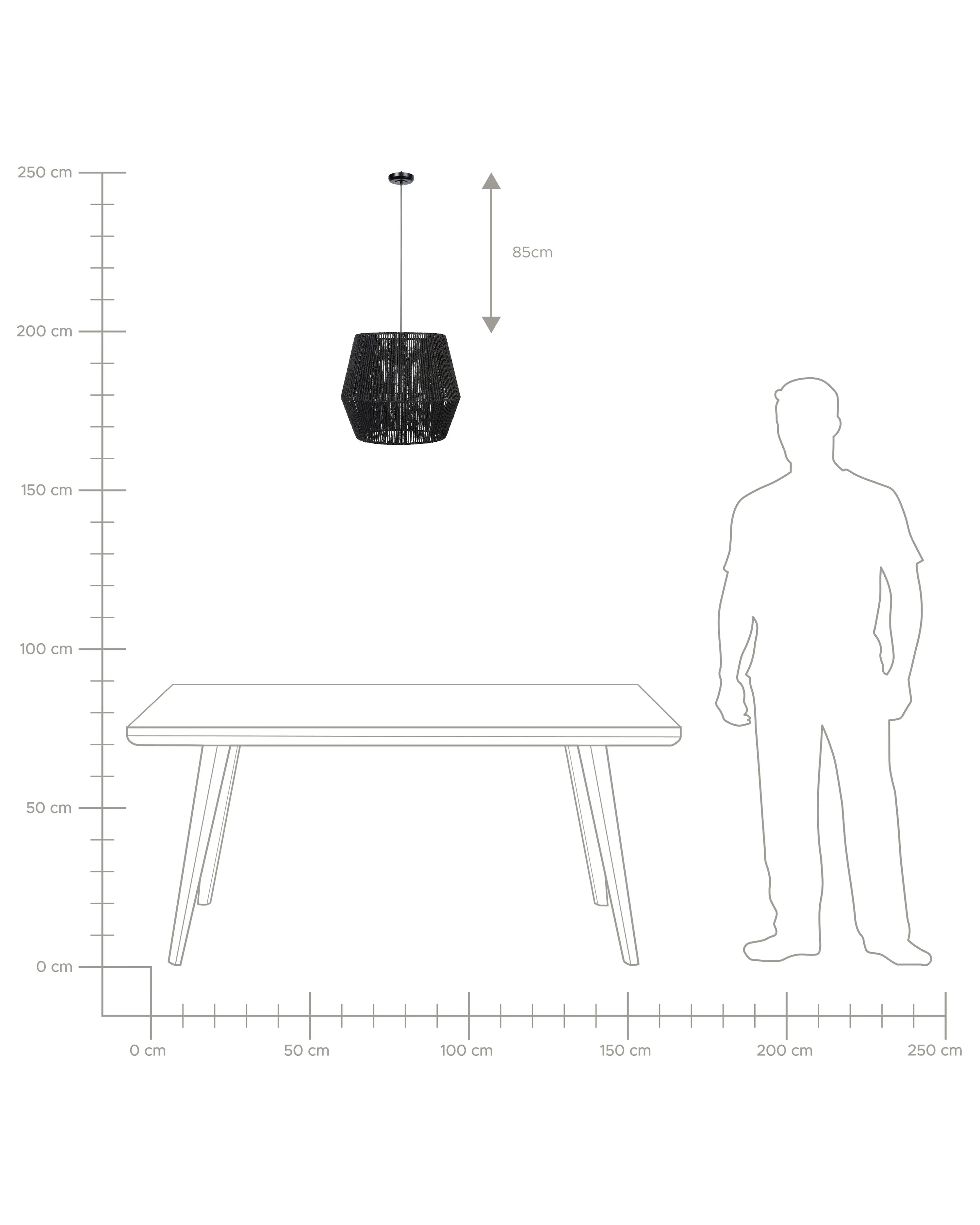 Hanglamp GWERU Papierkoord Zwart