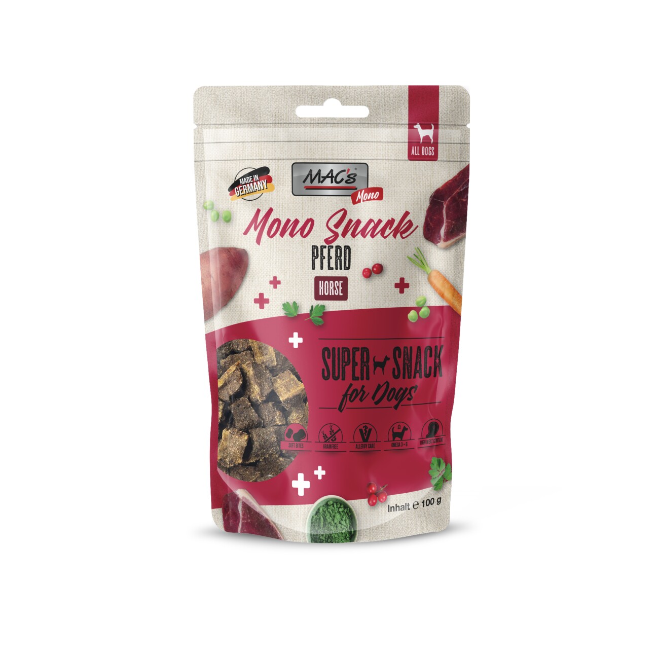 MAC's Hund Adult Mono Snack 100g Pferd