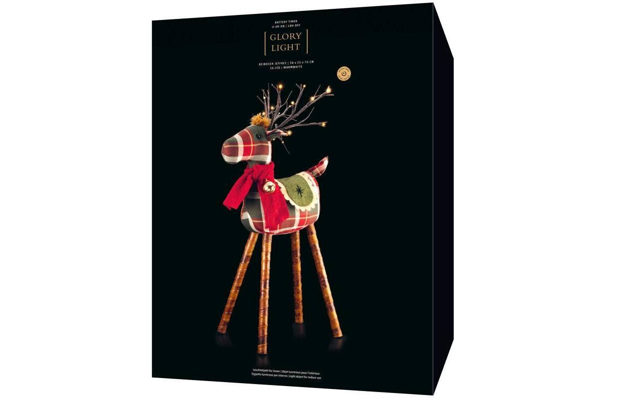 LED-Figur Rentier Jeffrey, 16 LED, 70 cmWeihnachtsfigur für den Innenbereich
