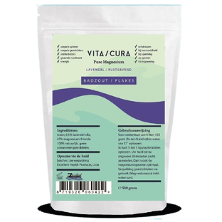 Vita Cura Pure Magnesium Badzout Vlokken Lavendel 500GR