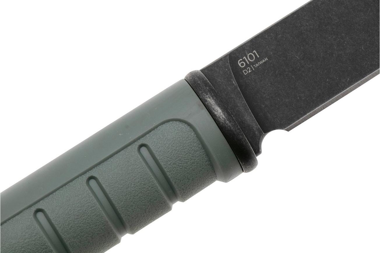 KA-BAR Dust II 6101, Blackwashed D2, Grey-Green GFN, vaststaand mes