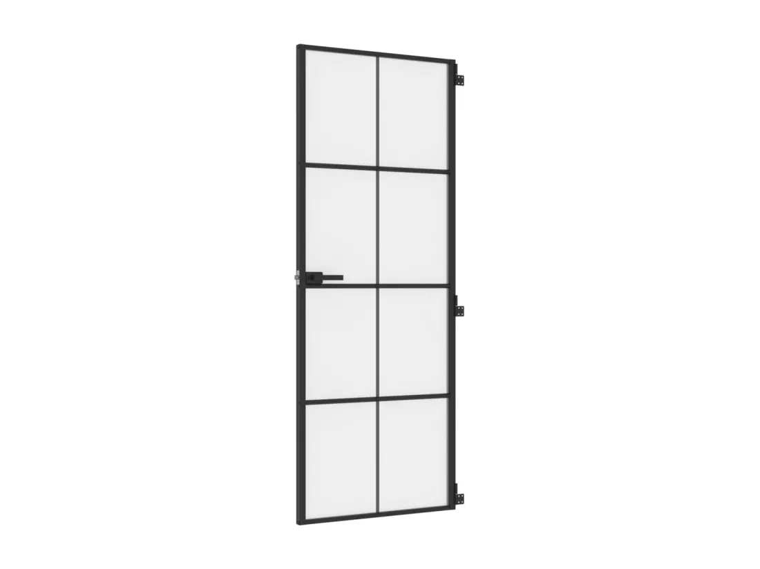 Porte intérieure mince noir 76x201,5 cm verre trempé aluminium