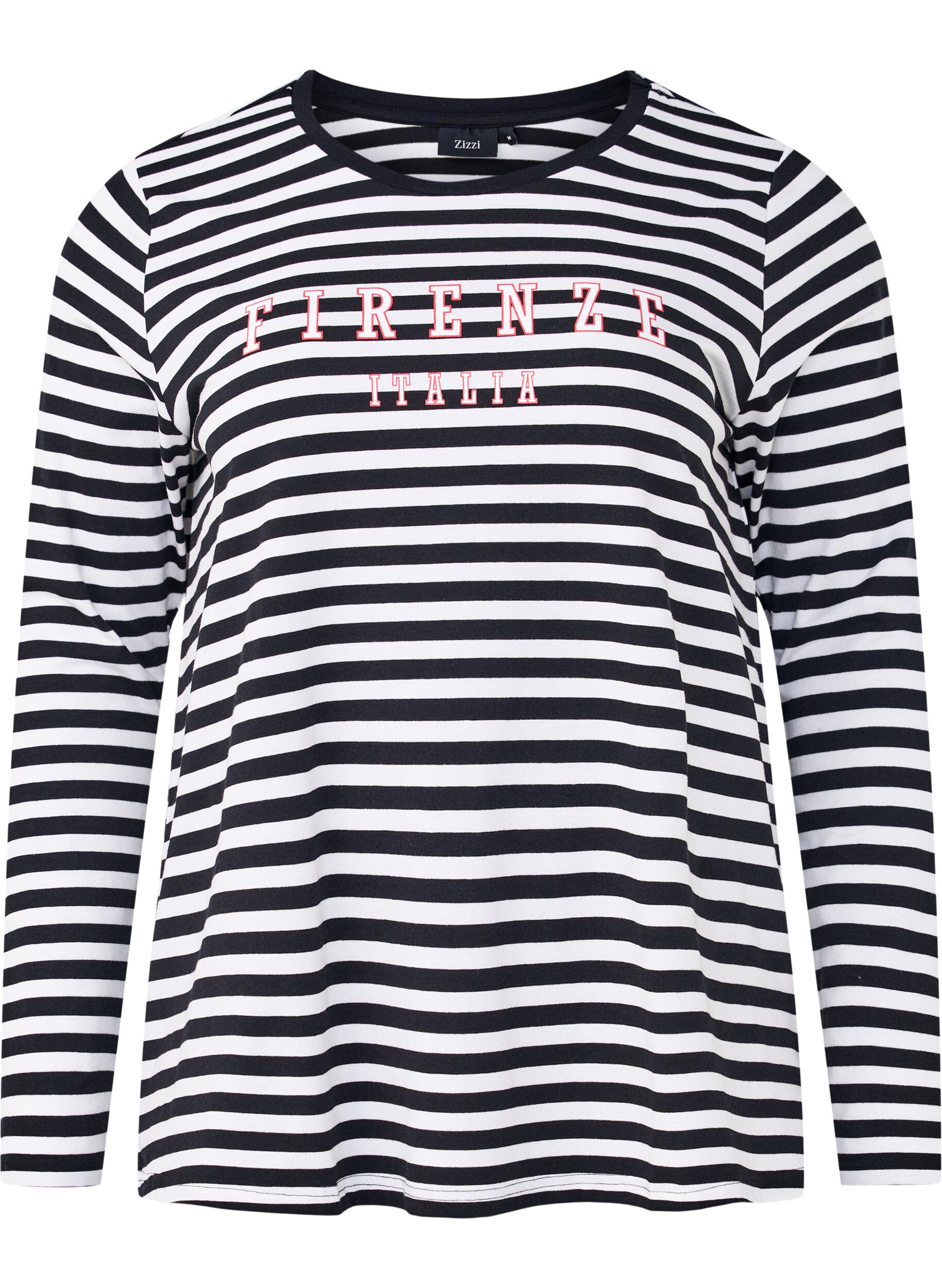 Bluse med striber og motiv