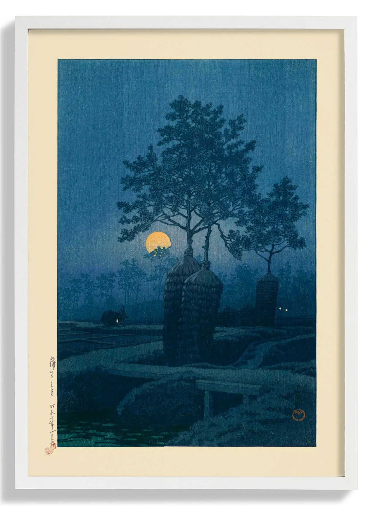 Vollmond bei Gamo Kunstdruck von Hasui