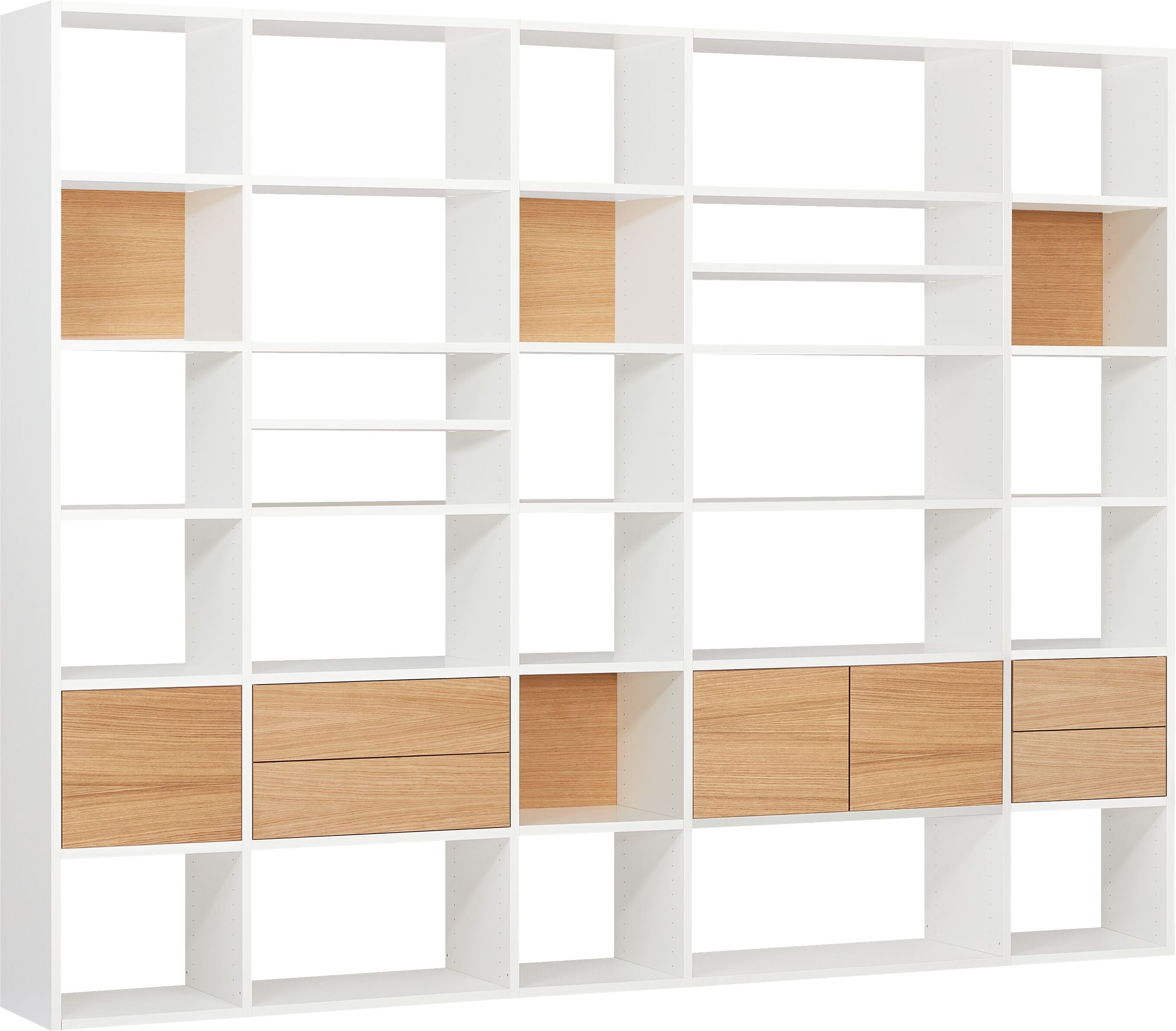 TARA Regal - Weiss / Eiche / B: 274.0 cm x T: 36.0 cm x H: 215.0 cm
