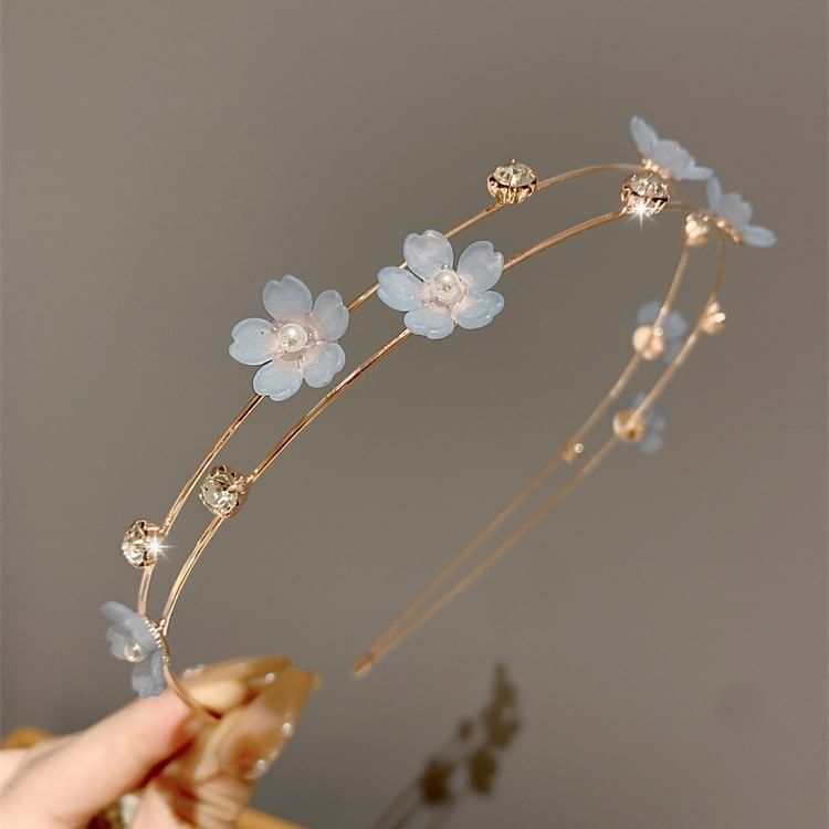 Kayochs - Bloemen imitatie parel gelaagde legering hoofdband
