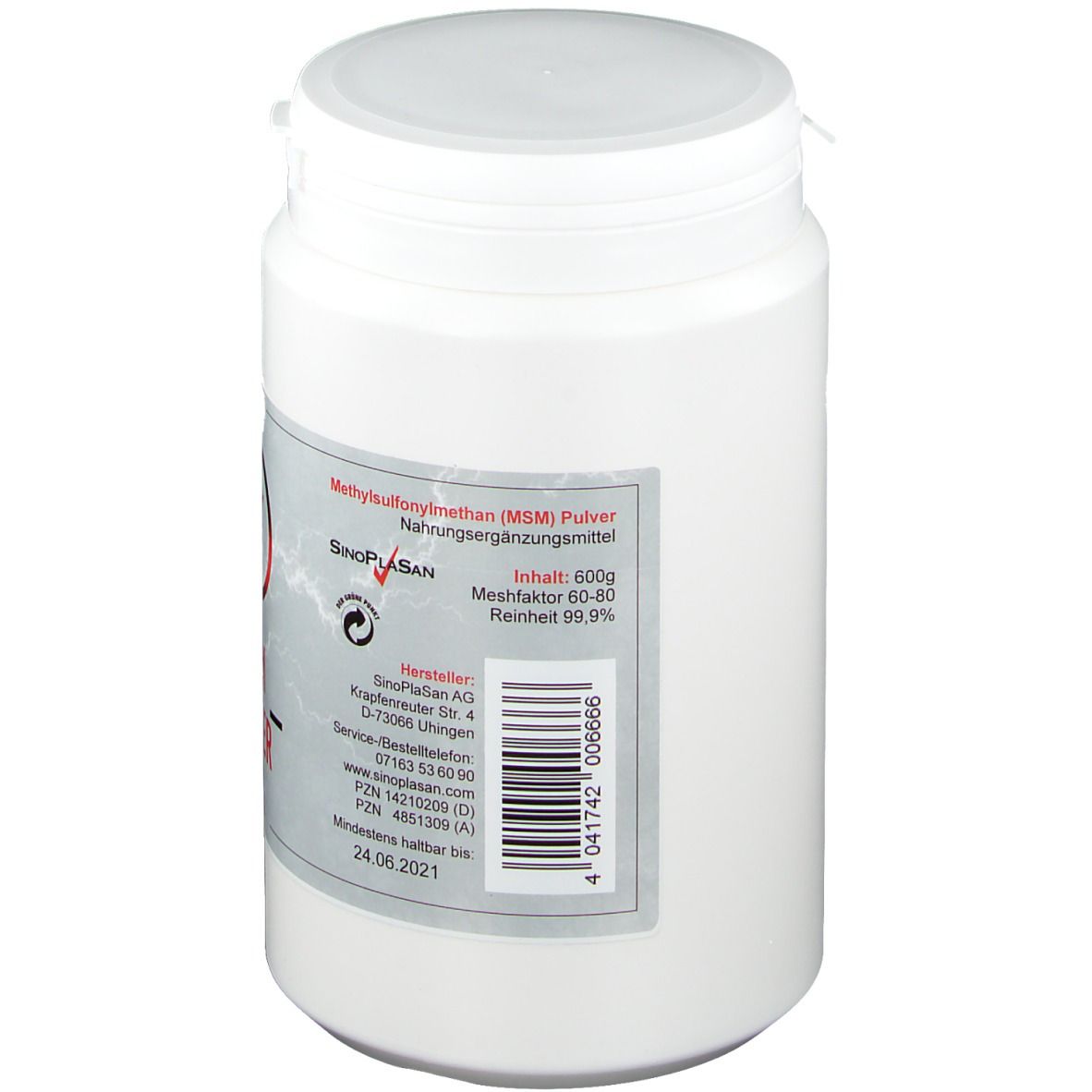 SinoPlaSan MSM Pulver 99,9% Methylsulfonylmethan