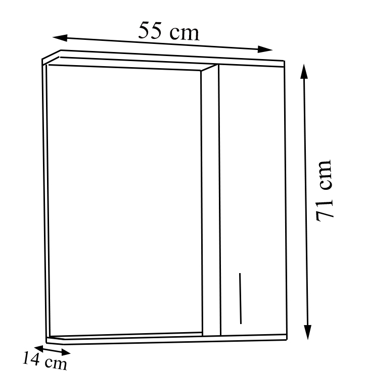 Spiegelschrank LISALO L - weiß - mit Beleuchtung - 55 cm