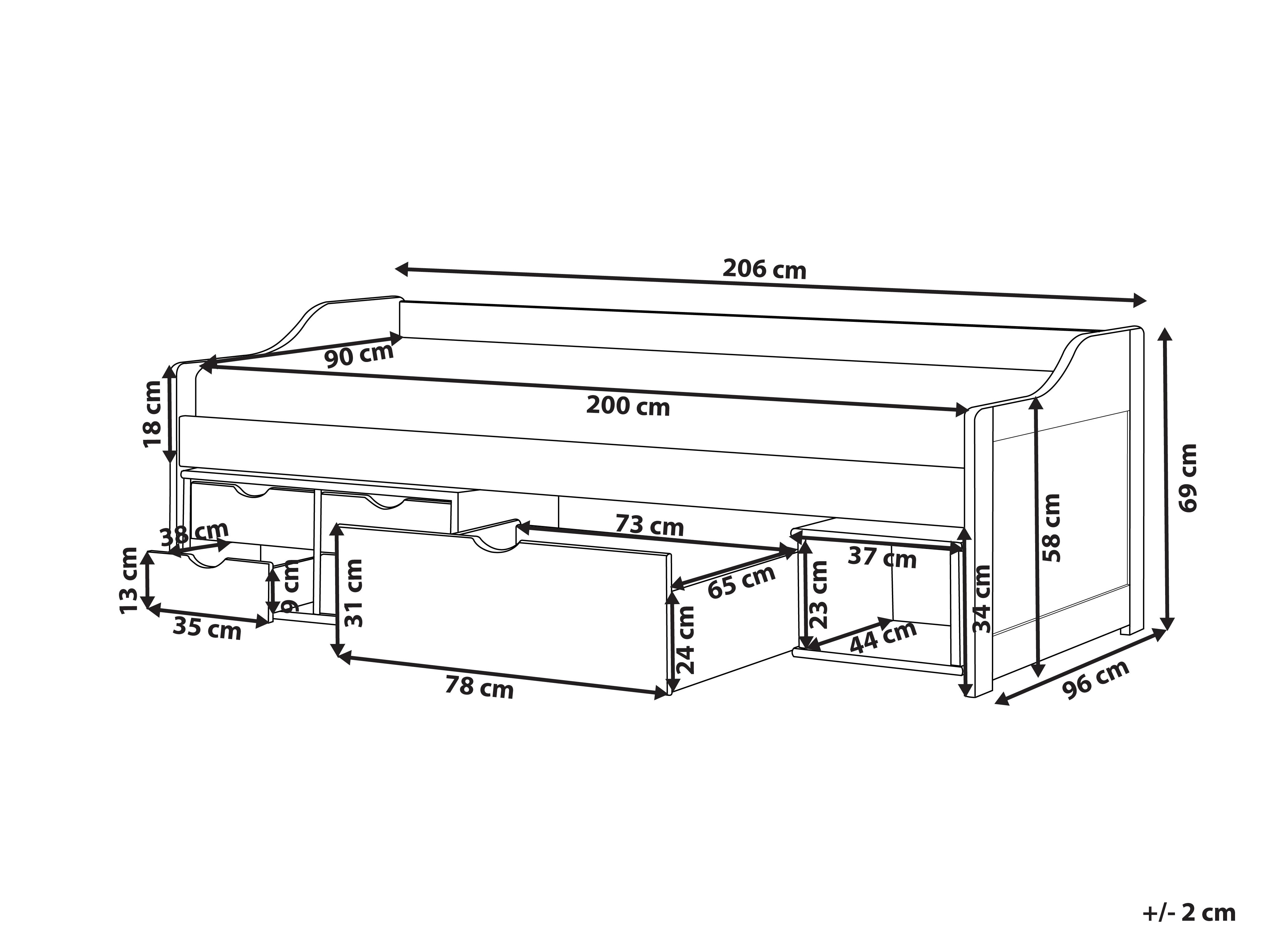 Bedbank met opbergruimte Dennenhout ROYVILLE 90 x 200 cm Wit