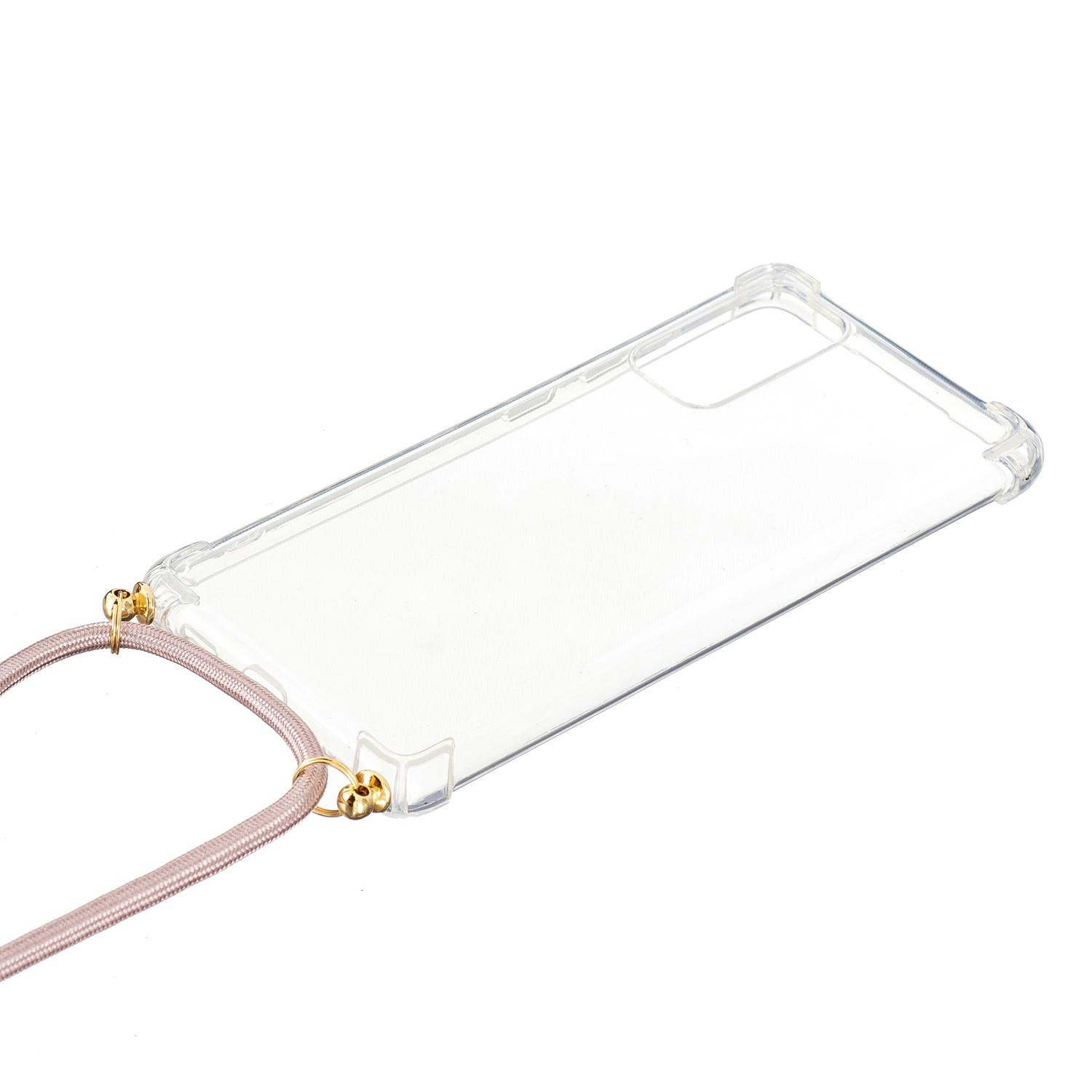 Samsung Galaxy S20 FE / S20 FE 5G Necklace Gummi Hülle Air Cushion Fallschutz   Handykette (150cm) - Roségold / Gold