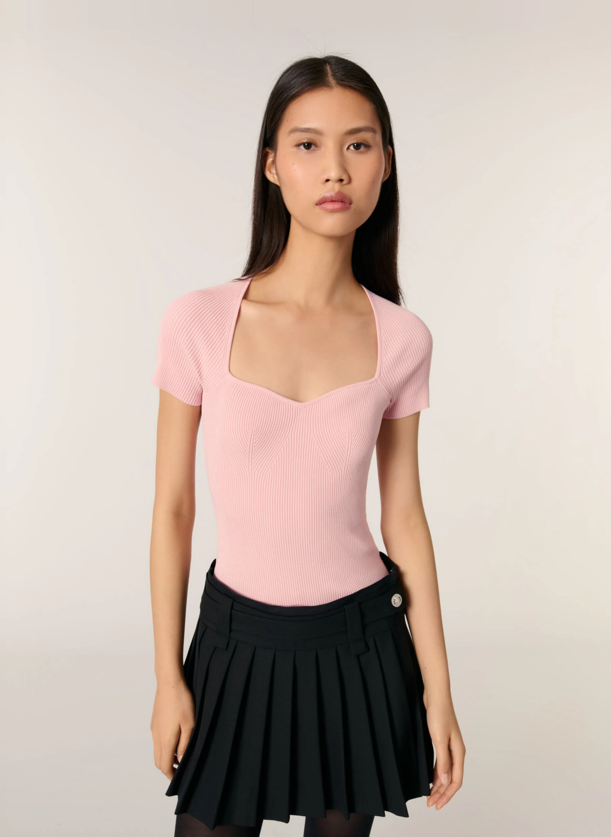 Pull col carré | Rose