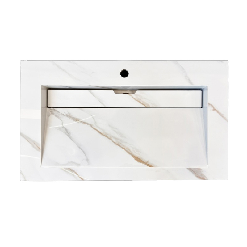 Lambini Designs Quri keramische wastafel 80cm marmer met kraangat