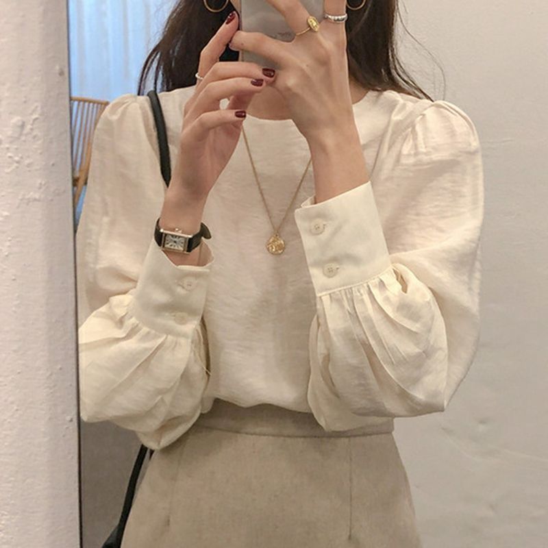 JOWI - Effen blouse met pofmouwen