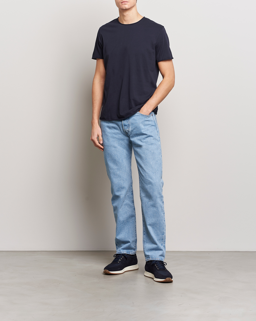 Filippa K Roll Neck Crew Neck Tee Navy