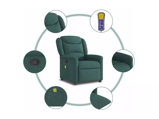 Fauteuil de massage inclinable Vert foncé Tissu