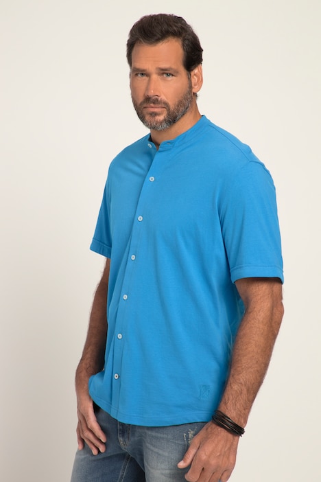 Hemd, Halbarm, Jersey, Stehkragen, Modern Fit