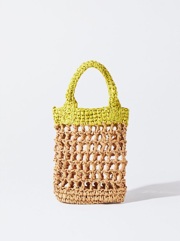 Bolsa para celular com efeito palha - Amarela