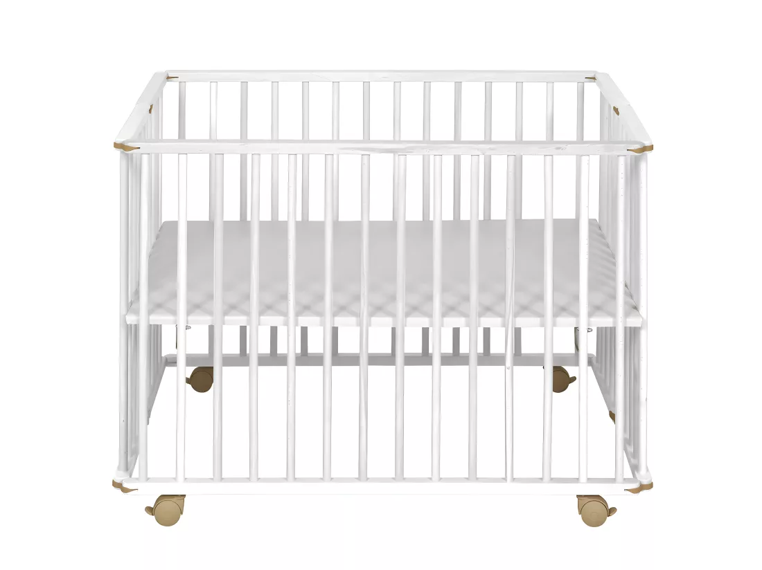Parc bébé 75x100 cm bois massif blanc HELIO