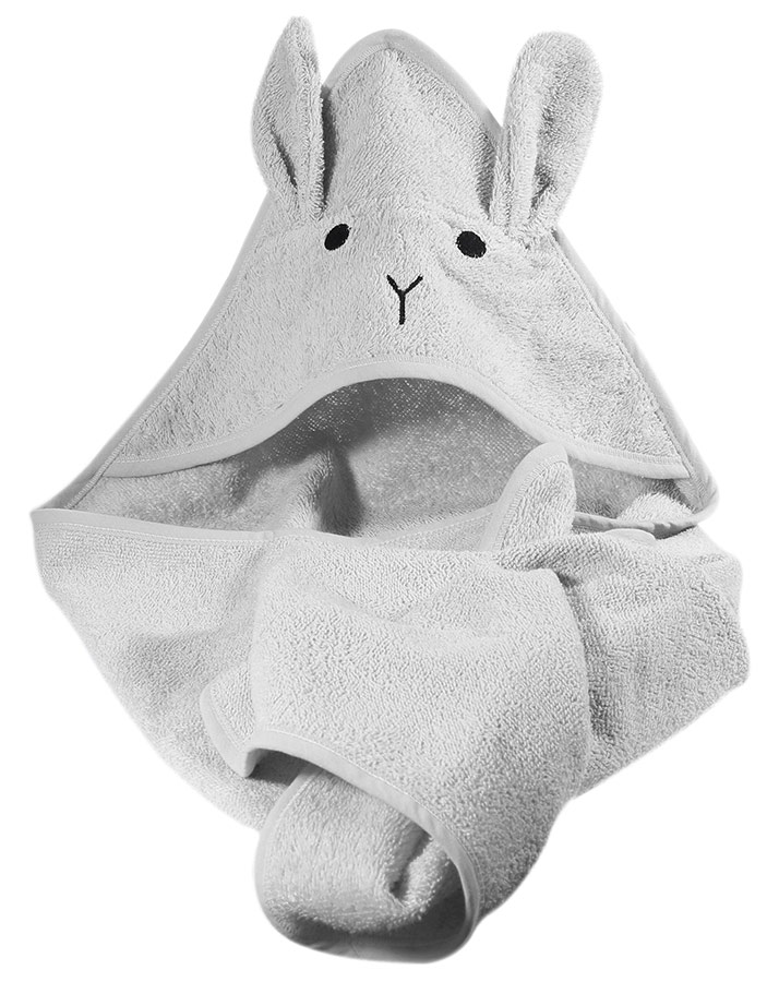 Kapuzenhandtuch HASE (76x76) in hellgrau