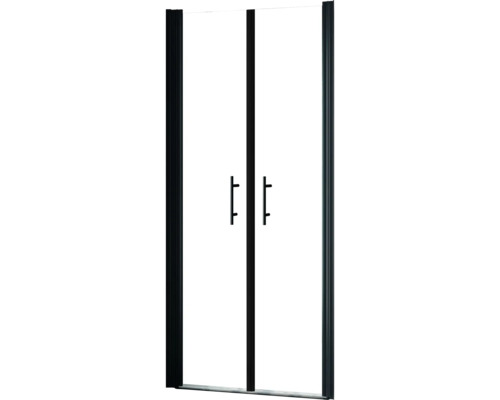 Douchedeur in nis met draaideur SCHULTE Alexa Style 2.0 ExpressPlus 80 cm profiel zwart helder glas vuilafstotende glascoating omkeerbaar