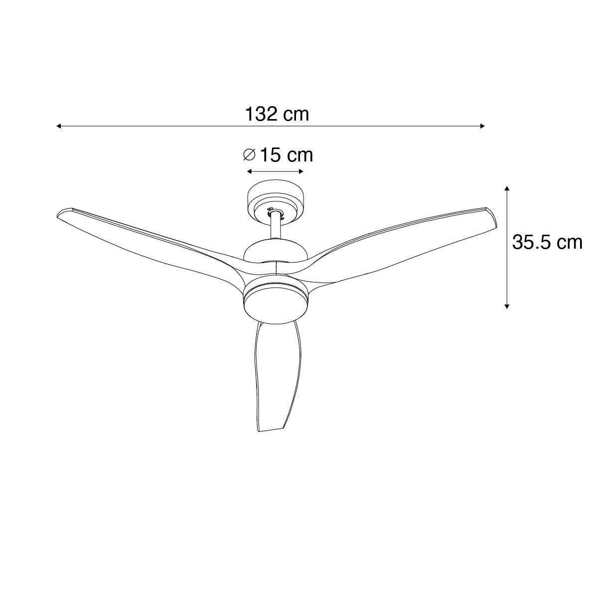Plafondventilator wit met hout print 132cm incl. LED dimbaar met afstandsbediening - Joly