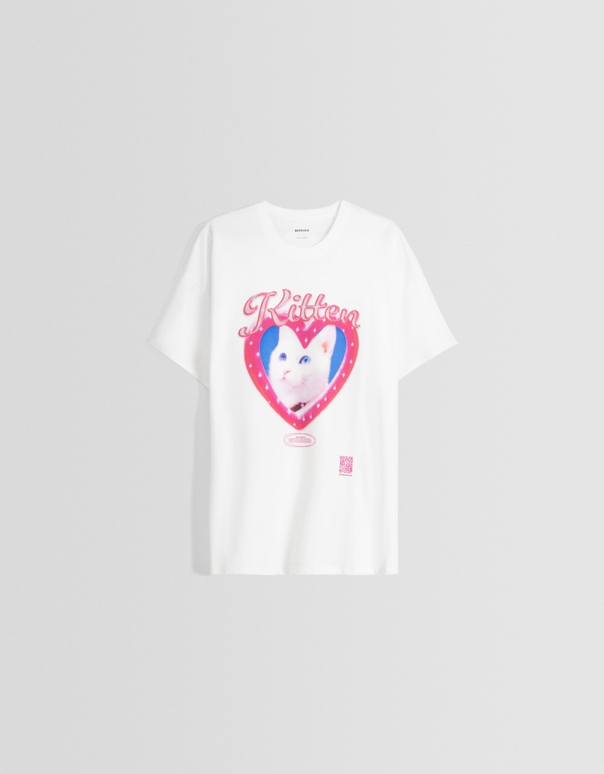 Camiseta de manga curta com estampa da Bershka Wearable Art