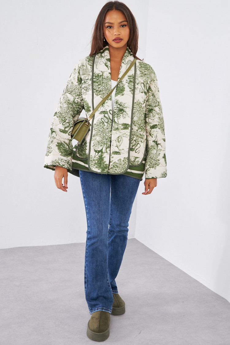 Veste matelassée kaki à motif jungle