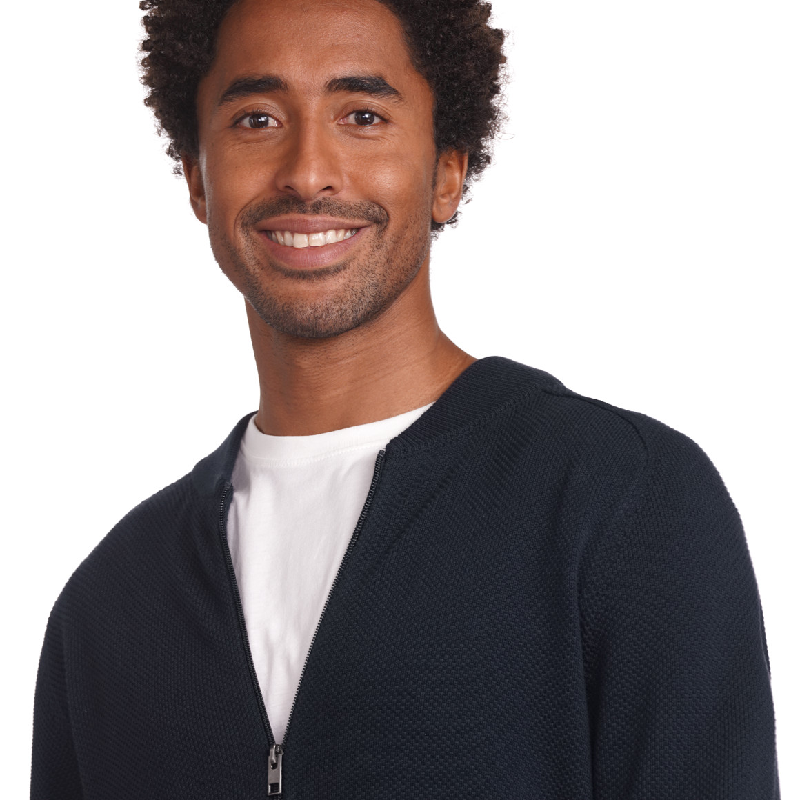 VanVaan Herren Strickjacke mit Reißverschluss dunkelblau