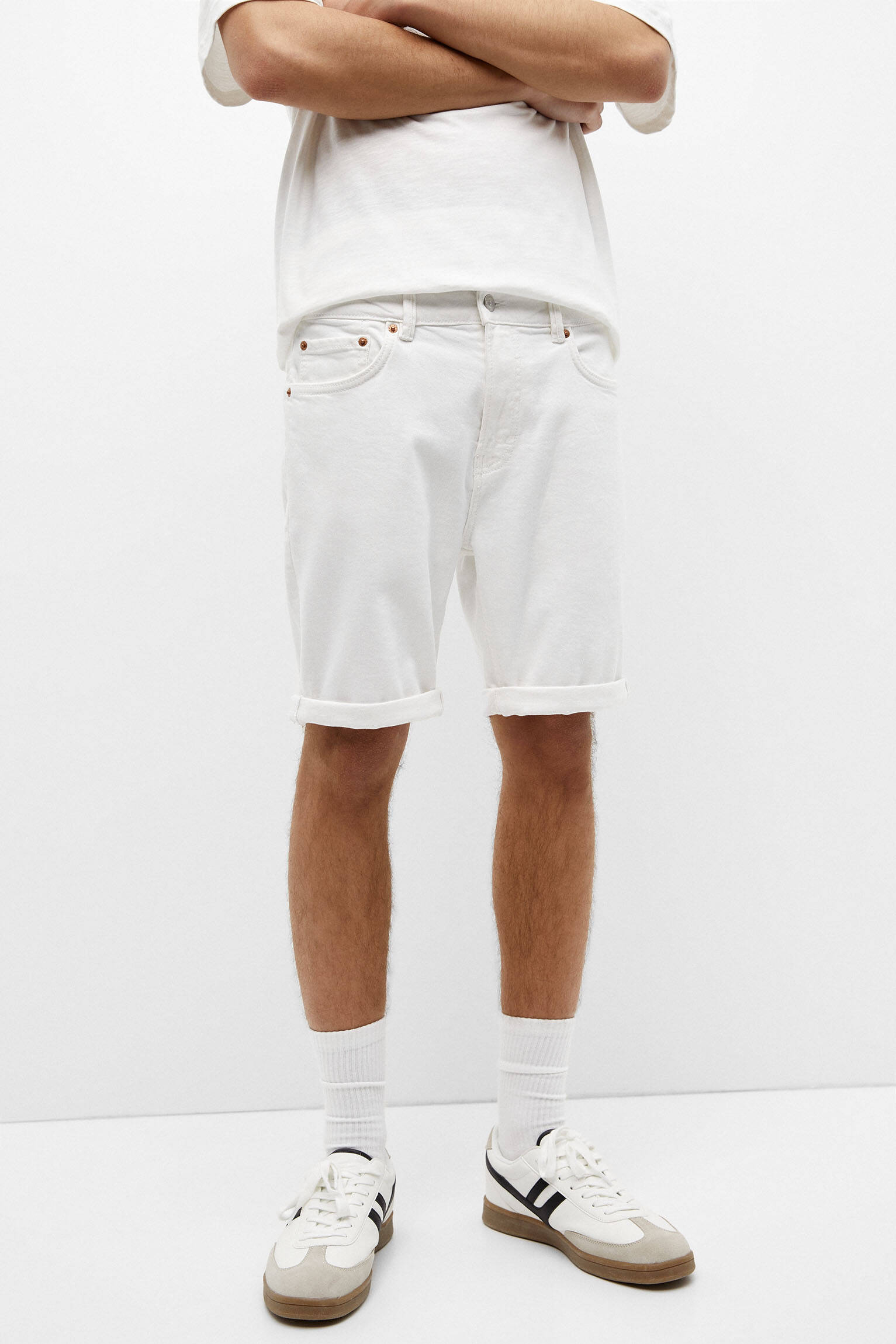 Bermuda jeans slim - branca