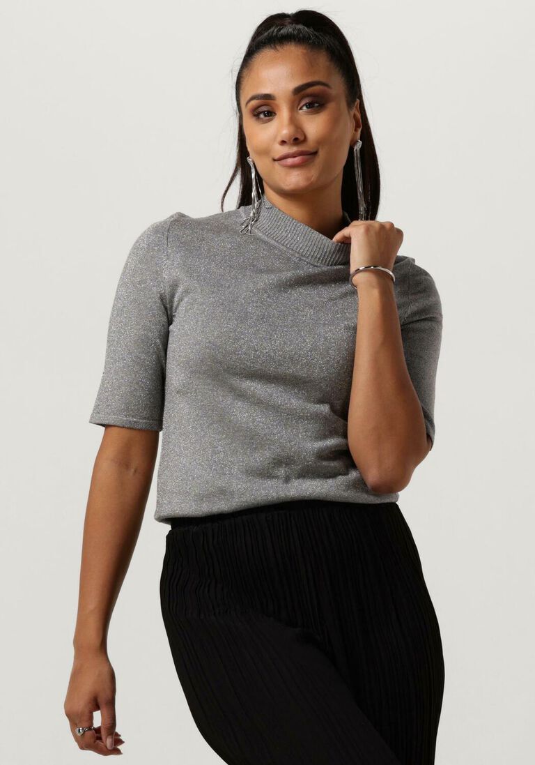 SELECTED FEMME lichtgrijze selected femme top slflura lurex 2/4 knit tee