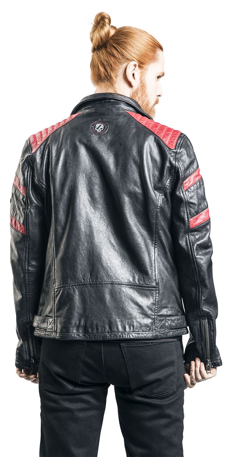 Veste En Cuir Motard Rouge/Noir | Rock Rebel by EMP Veste en cuir