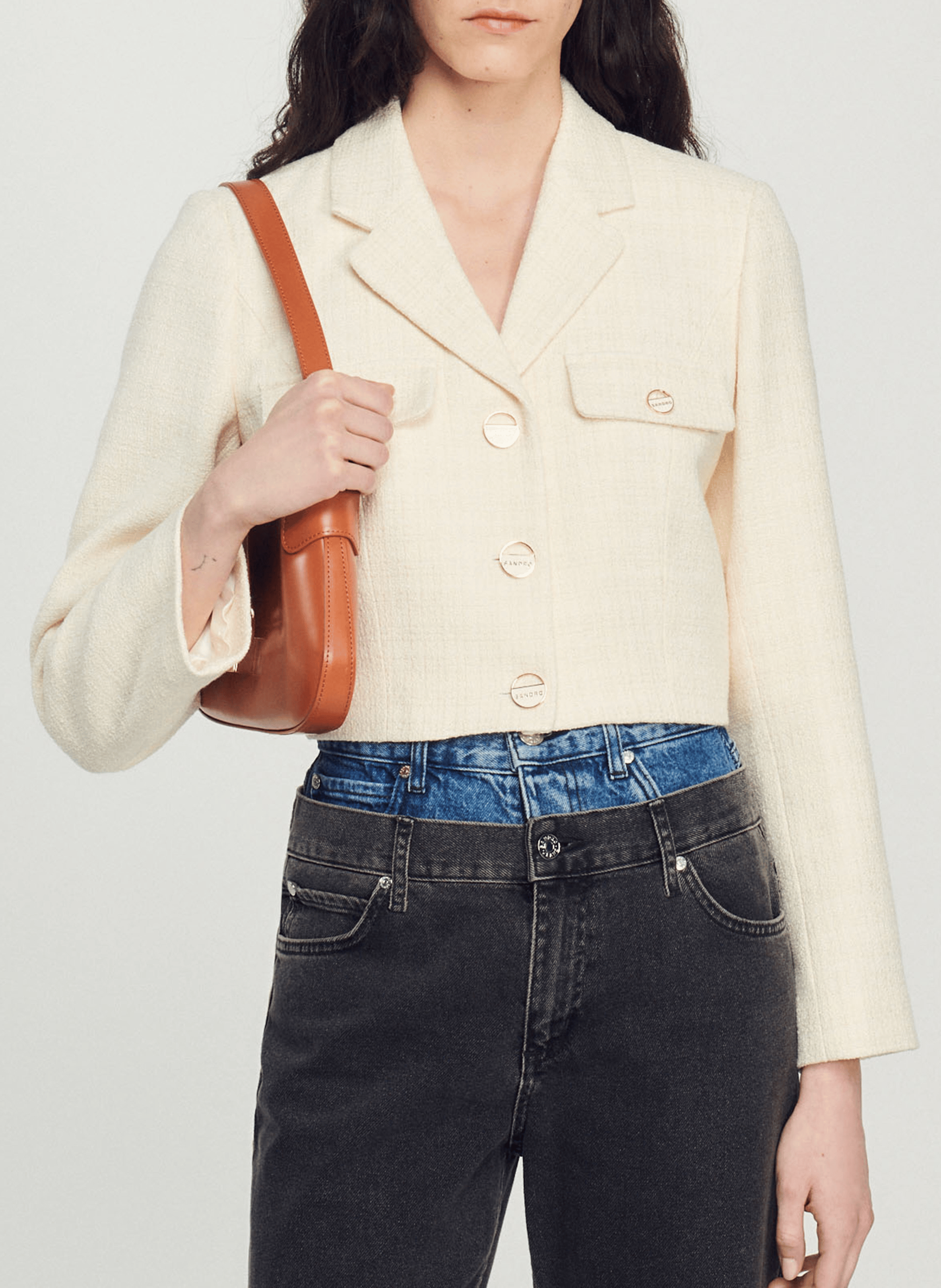 Veste courte en tweed | Blanc