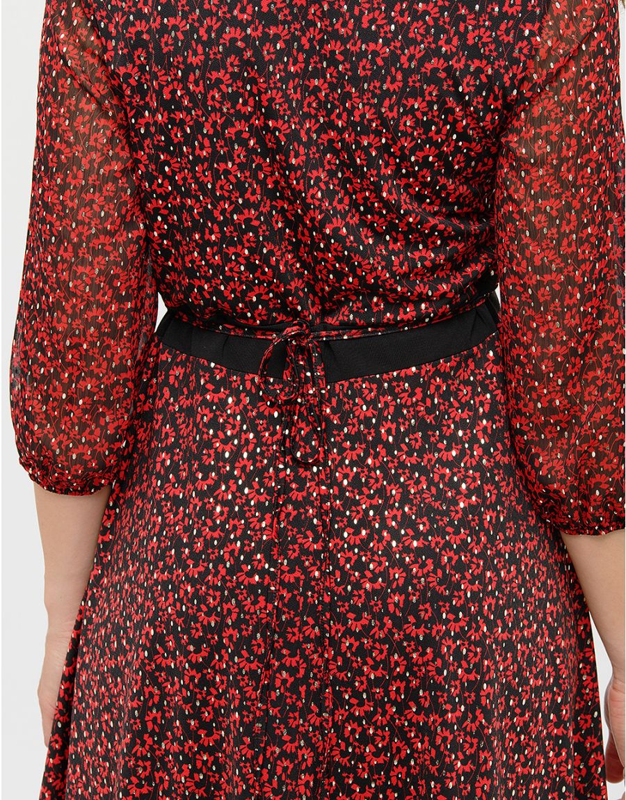Robe voile imprimé rouge