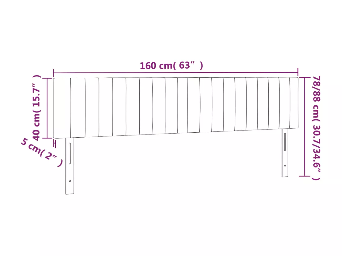 Tête de lit à LED Gris foncé 160x5x78/88 cm Velours