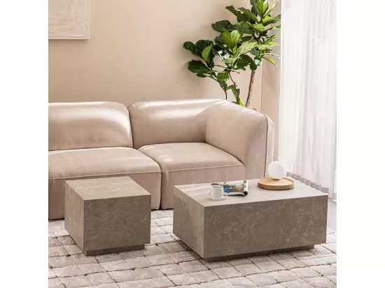 Lipani - Table d'appoint carrée effet marbre 45x45cm - Beige