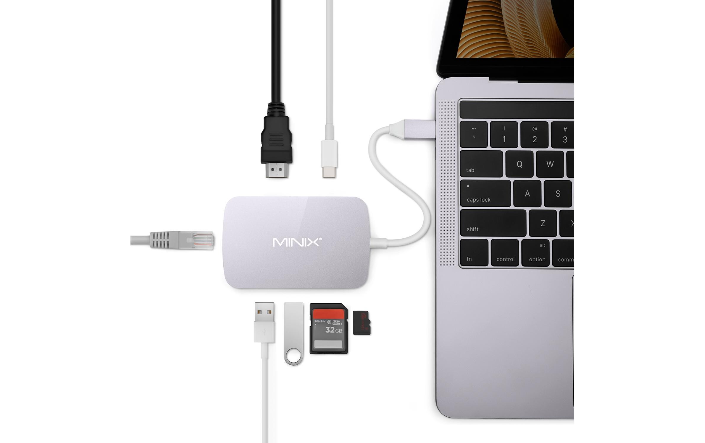 Multiadapter NEO C-GGR Space GreyUSB C Multiport Adapter  with Gigabit Ethernet + 4K @ 60Hz HDMI
