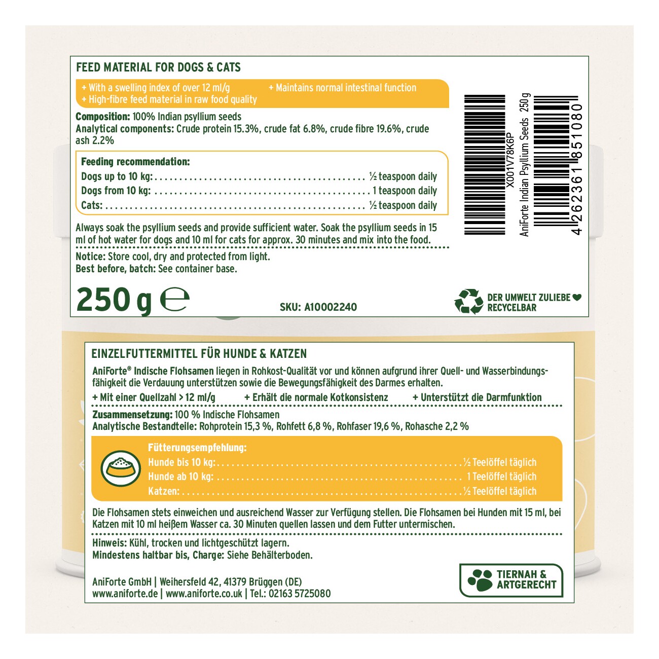 AniForte Indische Flohsamen 250 g