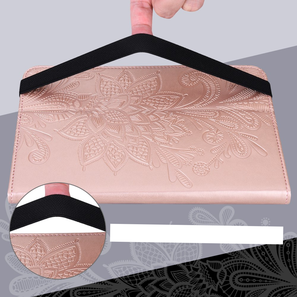 Samsung Galaxy Tab A8 10.5 (2021) Leder Tasche Flip Cover Blumen Mandala Imprint - Roségold